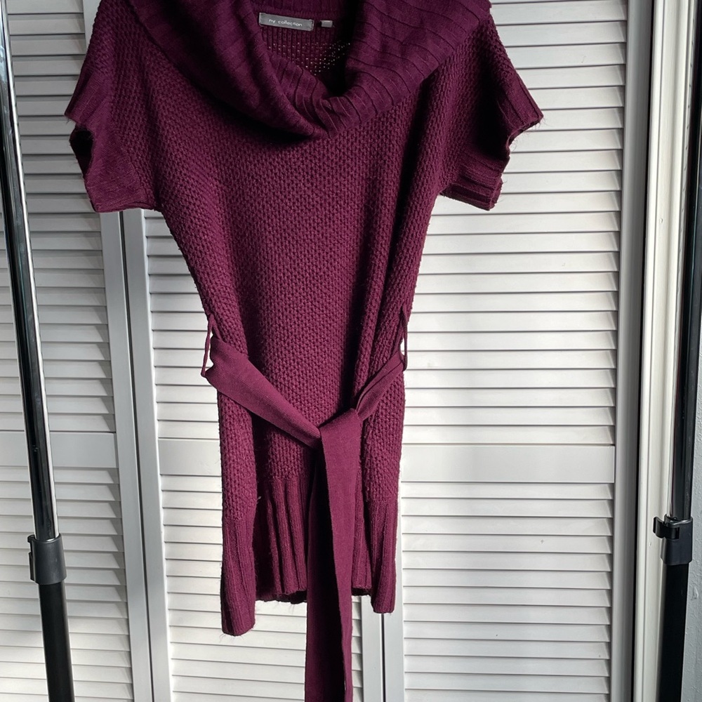 NY Collection Purple Cowl Neck Sweater